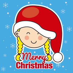 Merry Christmas. Girl with Santa Claus hat