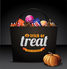 Trick or treat bag with candy - obrazy, fototapety, plakaty