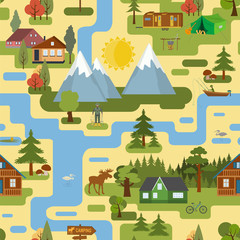 Great city map creator.Seamless pattern map. Camping, outdoor, c