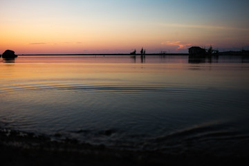 Fototapeta na wymiar Landscape of beach on the sunset time