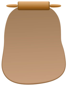 Gingerbread dough, flattened by a rolling pin. Illustration over white background.