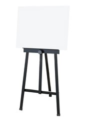 Painting stand Black easel with blank canvas isolated