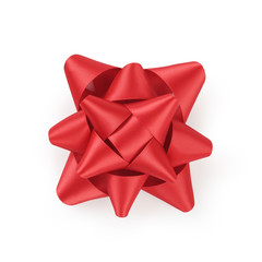 red ribbon gift bow isolated on white