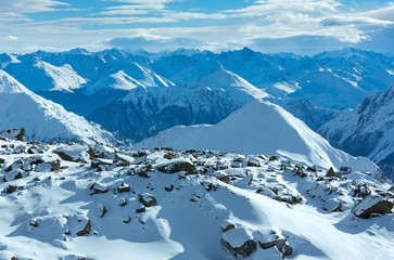 Fototapeta na wymiar Silvretta Alps winter view (Austria).