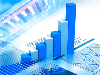 Stock Market Graph and business Bar Chart.