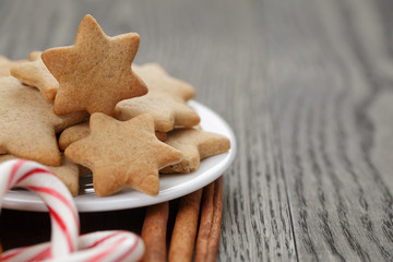 cookies, candy canes and spices for christmas