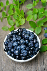 Ripe blueberries in bowl