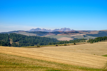 Fototapeta na wymiar Landscape view of mountain range and autumn colorful hills, Slov