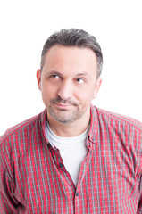 Obraz premium Potrait of a handsome man wondering and thinking