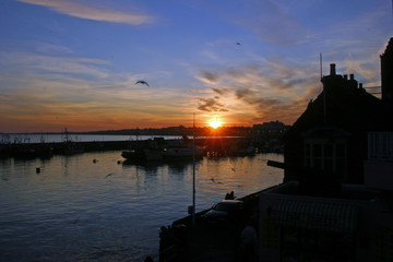 Naklejka premium Bridlington harbour sunset
