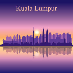 Kuala Lumpur city skyline silhouette background - 93695524