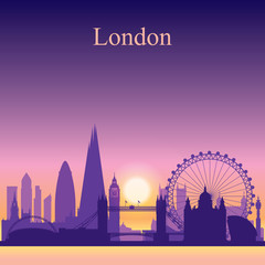 Obraz premium London city skyline silhouette on sunset background