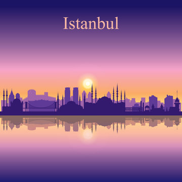Istanbul city skyline silhouette background