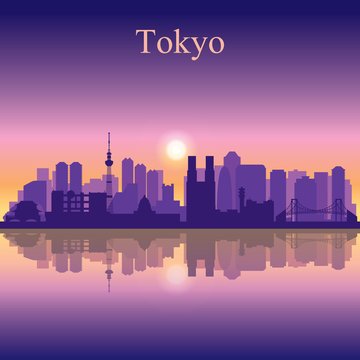 Tokyo city skyline silhouette background