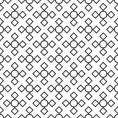 Seamless black and white decorative vector background with geometric shapes