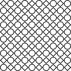 Seamless black and white decorative vector background with geometric shapes