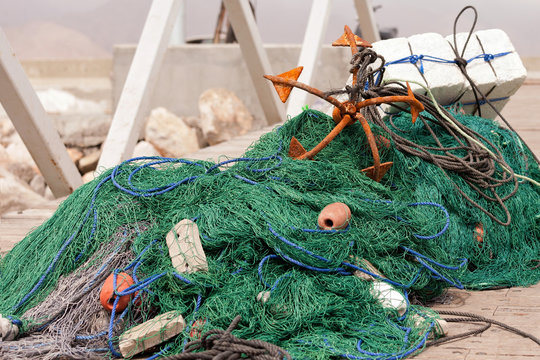 Fishing net and anchor