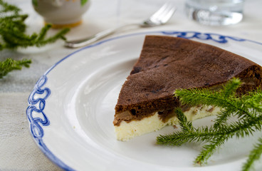 Homemade chocolate pie with cream cheese