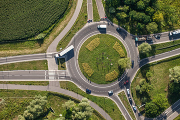aerial view of roundabout - obrazy, fototapety, plakaty