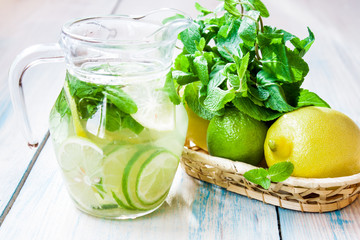 lemonade with lemon, lime and mint