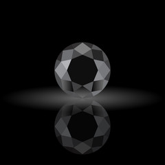 Fototapeta premium Black sapphire, diamond logo, background for jewelry, jewellery, jewelery or gems company