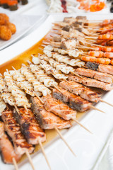 Shrimp and salmon Canapes Dish on banquet
