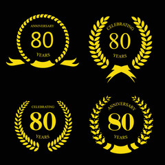 80 eighty years  icon Template for celebration and