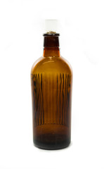 Vintage medical bottle of dark brown glass
