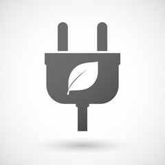 Isolated plug icon with a leaf