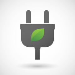 Isolated plug icon with a green  leaf