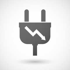 Isolated plug icon with a descending graph
