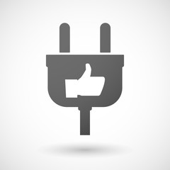 Isolated plug icon with a thumb up hand