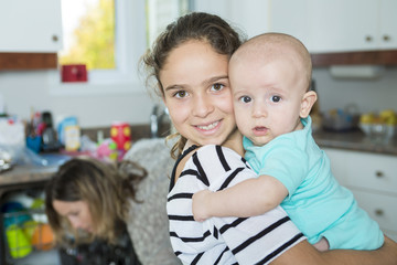 family in kitchen