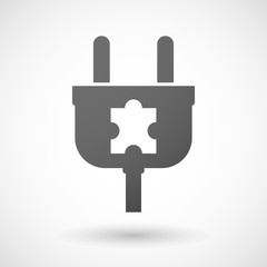 Isolated plug icon with a puzzle piece