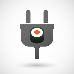 Isolated plug icon with a piece of sushi maki