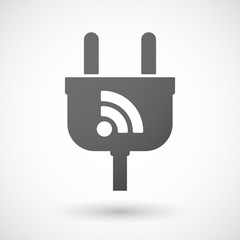 Isolated plug icon with an RSS sign