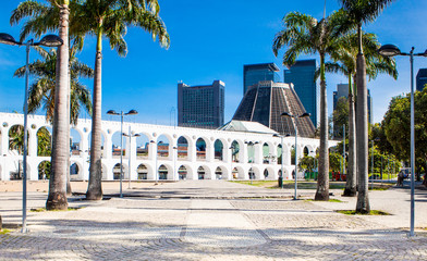 Carioca Aqueduct Arch in Lapa, Rio de Janeiro, Brazil