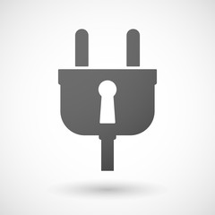 Isolated plug icon with a key hole