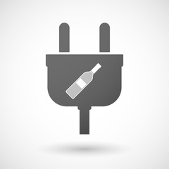 Isolated plug icon with a bottle of wine