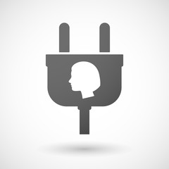 Obraz premium Isolated plug icon with a female head