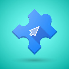 Long shadow puzzle icon with a cursor