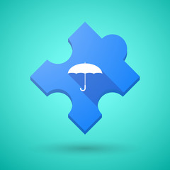 Long shadow puzzle icon with an umbrella