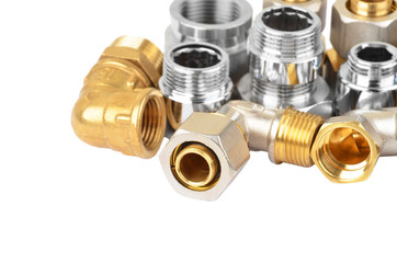 Set of plumbing fitting, isolated on white background