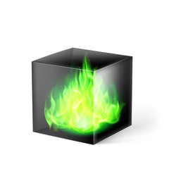 Cube with fire flames