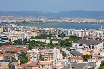 Fototapeta na wymiar View from above in the salt flats in Cagliari, Sardinia, Italy. 