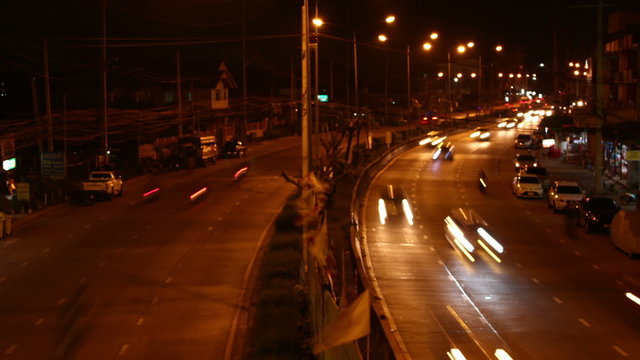 Time lapse cars at night suksawat road in Thailand