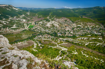 Fototapeta na wymiar landscape, view from mountains to the village