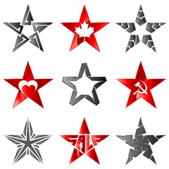Metalic stars original vector collection on white background