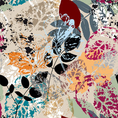Materiał do szycia seamless background pattern, with leaves, strokes and splashes