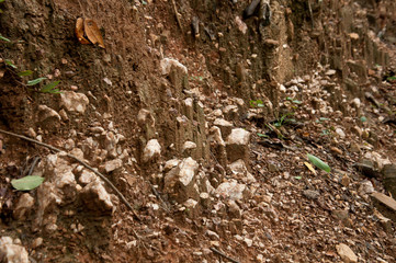 erosion of sandstone on either side